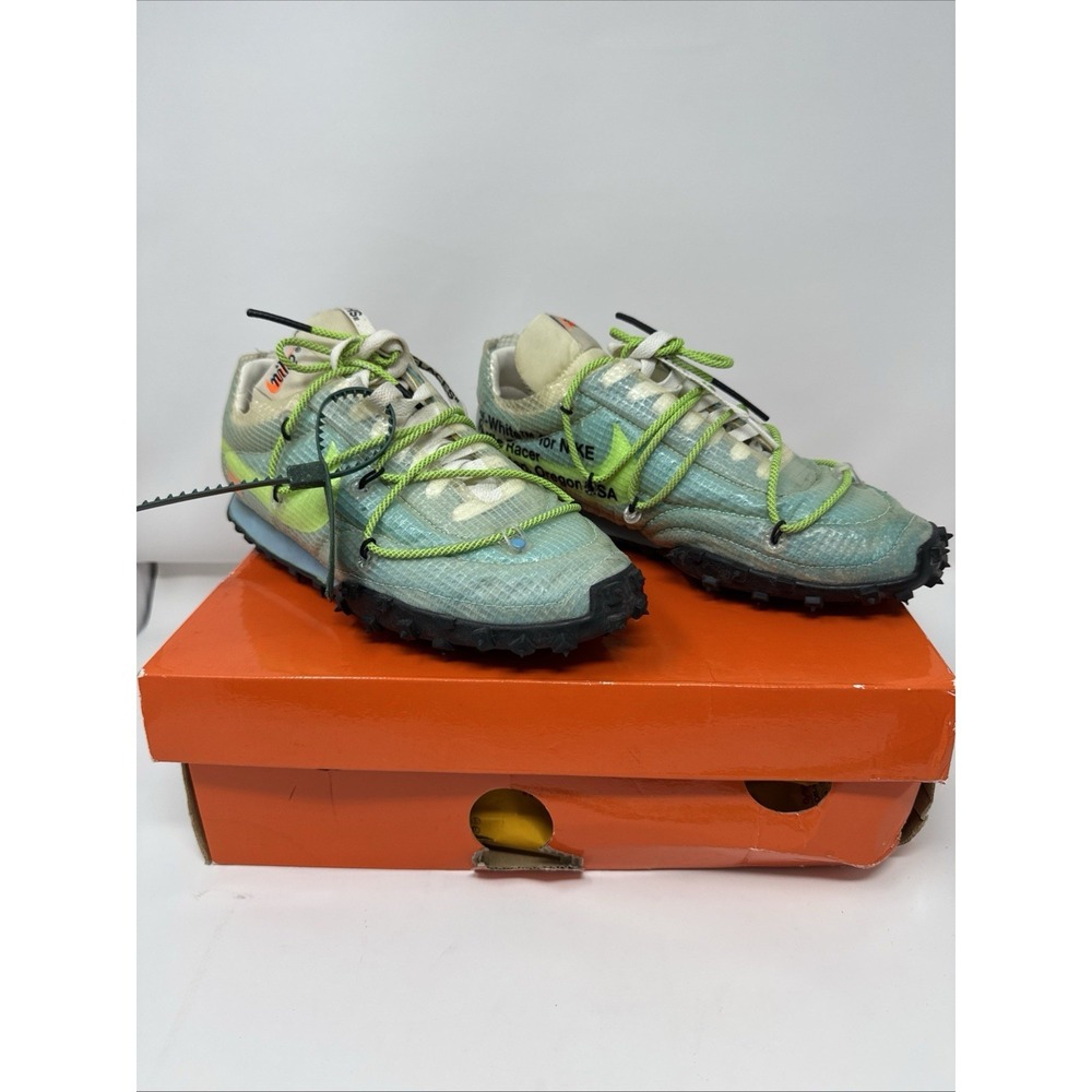 Nike‎ Waffle Racer Off-White Vivid Sky CD8180-400 Women 8 men 6.5 sneaker tag